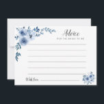 Cartão De Conselho aviso floral azul empoeirado<br><div class="desc">Um simples design floral com lindas flores azuis. Sinta-se livre para alterar as cores e os detalhes do texto.</div>