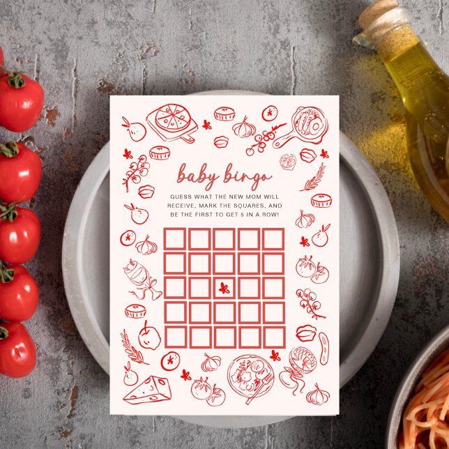 Cartão De Conselho Baby Bingo | Mamma Mia Italian Baby Shower Game (Criador carregado)