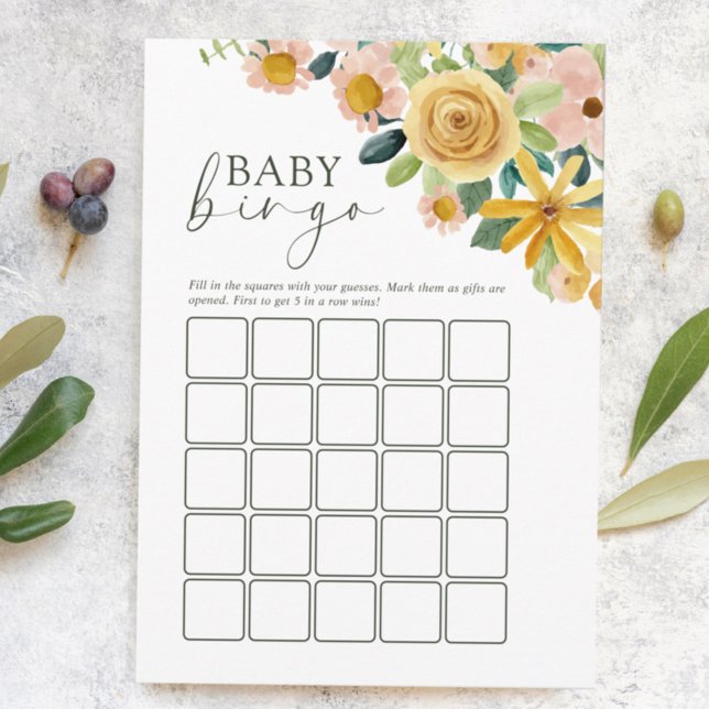 Cartão De Conselho Baby in Bloom Yellow Floral Bingo Game (Criador carregado)