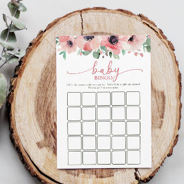 Cartão De Conselho Blooming in Love Pink Baby Shower Baby Bingo Game
