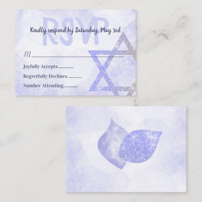 Cartão De Conselho Blue Star of David RSVP Card (Frente/Verso)