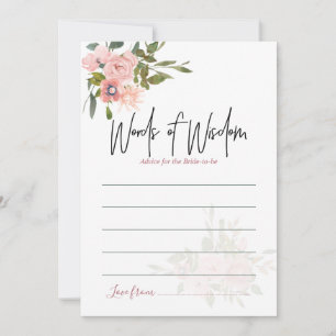 Cartão De Conselho Blush floral de aquarelas e conselhos Dourados de 