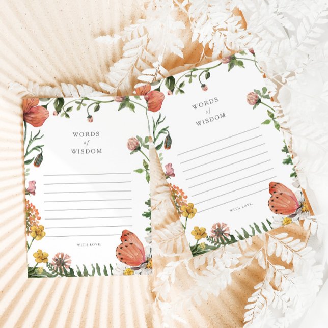 Cartão De Conselho Boho Butterfly Words of Wisdom Baby Advice Card (Criador carregado)
