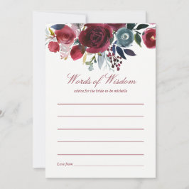 Cartão De Conselho Boho Chic Burgundy e Casamento outono de outono de