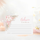 Cartão De Conselho Boho Orchids Peonies Pampas Chá de panela Advice<br><div class="desc">Design de buquê boho boêmico floral simplesmente elegante em aquarela (aquarela) verde,  bege,  rosa pincelado,  rosa,  flores,  orquídeas de peões com grama pampas sobre fundo branco. Delicar chá de panela de casamento,  ADVICE CARDS para aquele tema de primavera ou verão. Consulte coleções correspondentes para mais itens!</div>