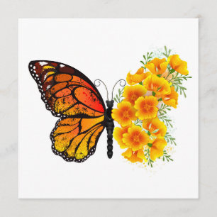 Cartão De Conselho Borboleta Flor com Papagaio Amarelo da Califórnia