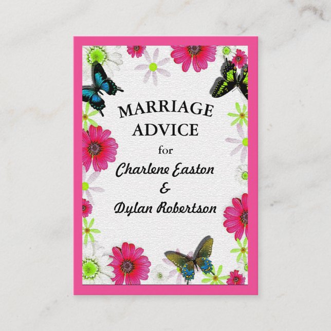 Cartão De Conselho Borboletas e flores nos conselhos sobre Casamentos (Frente)