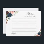 Cartão De Conselho broto de aquarela, marinho e pincel para o floral<br><div class="desc">Um simples design floral com belas flores de cor-de-água,  cor-de-rosa e azul-marinho,  cor-de-rosa e arroxeada. Sinta-se livre para alterar as cores e os detalhes do texto.</div>