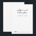 Cartão De Conselho Caligrafia Casamento Elegante Moderno Desejo<br><div class="desc">Este cartão de conselho de caligrafia elegante de casamento é perfeito para um casamento rústico. O design simples e elegante apresenta a tipografia de scripts clássicos e ricos em preto e branco. Estas cartas são perfeitas para um casamento, chá de panela, chá de fraldas, festa de formatura e muito mais....</div>