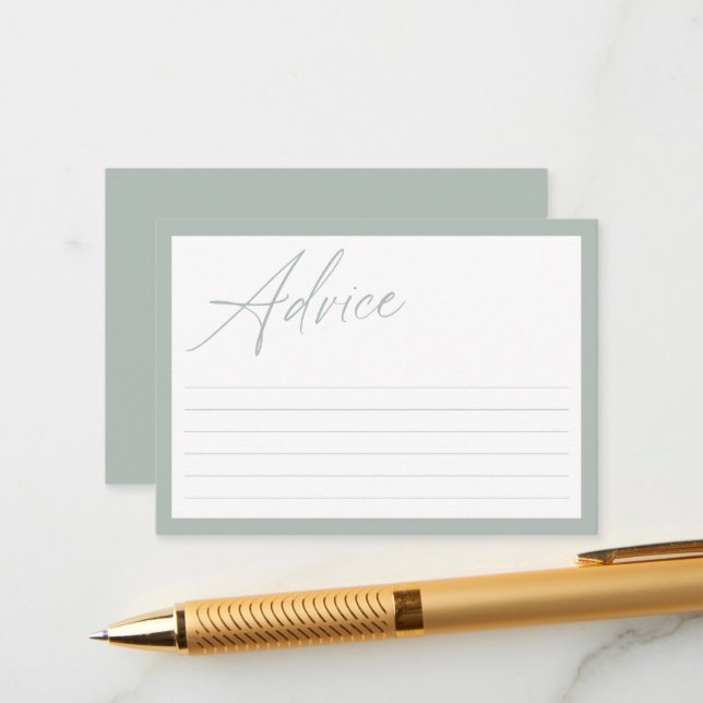 Cartão De Conselho Caligrafia Mínima Moderna | CHÁ DE FRALDAS (Frente/Verso In Situ)