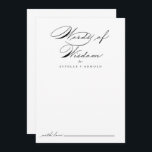 Cartão De Conselho Caligrafia Palavras de Aconselhamento sobre Sabedo<br><div class="desc">Este cartão de conselho de caligrafia é perfeito para um casamento rústico. O design simples e na moda apresenta a tipografia de script clássico e rico em preto e branco. Estas cartas são perfeitas para um casamento, chá de panela, chá de fraldas, festa de formatura e muito mais. Personalize as...</div>