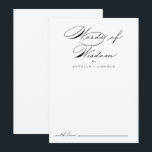 Cartão De Conselho Caligrafia Palavras de Aconselhamento sobre Sabedo<br><div class="desc">Este cartão de conselho de caligrafia é perfeito para um casamento rústico. O design simples e na moda apresenta a tipografia de script clássico e rico em preto e branco. Estas cartas são perfeitas para um casamento, chá de panela, chá de fraldas, festa de formatura e muito mais. Personalize as...</div>