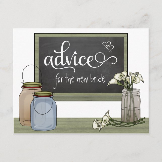Cartão De Conselho Calla Lily Chalkboard E Mason Jar Advice Cards (Frente)
