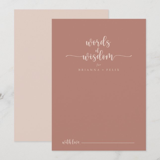 Cartão De Conselho Calliografia Terracotta Palavras de Sabedoria (Frente/Verso)