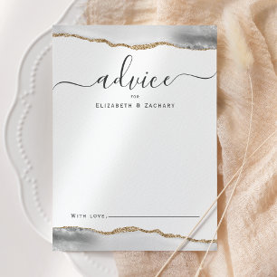 Cartão De Conselho Casamento Cinza Ágata Elegante Dourado