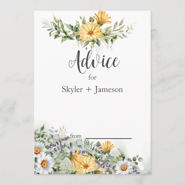 Cartão De Conselho Casamento Colorido de Flores Selvagens (Frente)