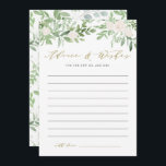 Cartão De Conselho Casamento com vegetação aquosa e flor branca<br><div class="desc">Dê seus conselhos e votos aos recém-casados com este cartão de conselho de casamento. Apresenta ilustrações de aquarelas de flores verdes e brancas com padrão botânico correspondente. Este cartão verde de conselhos e desejos é perfeito para primavera e casamentos no inverno.</div>