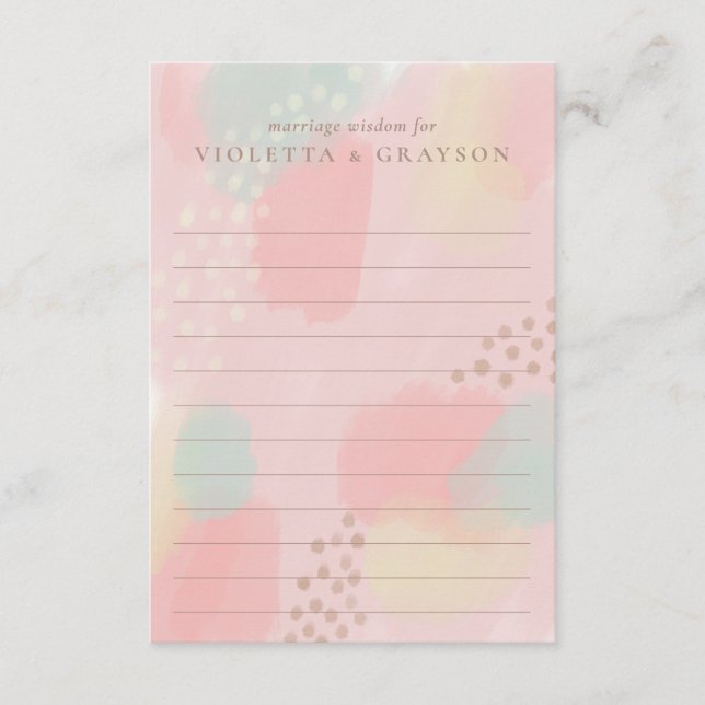 Cartão De Conselho Casamento de Arte Moderna Pastel para o Casal (Frente)