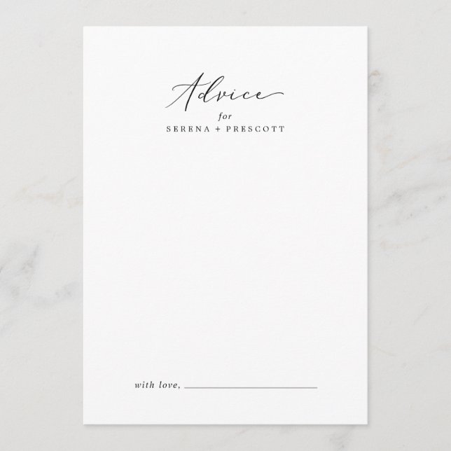 Cartão De Conselho Casamento de Caligrafia Negra Delicada (Frente)