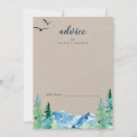 Cartão De Conselho Casamento de Destino da Montanha Kraft Rocky<br><div class="desc">Este cartão de casamento de destino de Rocky Mountain é perfeito para um casamento ao ar livre e pode ser usado para qualquer evento. O design apresenta uma paisagem de natureza selvagem pintada, azul e verde, com pinheiros de aquarela, pássaros e montanhas em um fundo falso de papel kraft claro....</div>