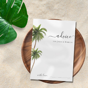 Cartão De Conselho Casamento de Destino em Praia Tropical com Palmeir