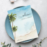 Cartão De Conselho Casamento de Destino Tropical de Praia Palm Tree<br><div class="desc">Estes cartões elegantes de conselho de aquarela constituiriam uma maravilhosa adição aos seus chás de panela! Personalize facilmente o texto clicando na opção "personalizar".</div>