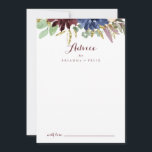 Cartão De Conselho Casamento de Folhas Douradas Russas e Caligrafia F<br><div class="desc">Esta folha de ouro rústica e o cartão de conselho de caligrafia floral é perfeito para um casamento moderno. A design apresenta uma aquarela desenhada à mão, roxa, marinho, pincel, burgundy, flores de marinho, folhas verdes e douradas. Estas cartas são perfeitas para um casamento, chá de panela, chá de fraldas,...</div>