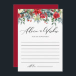 Cartão De Conselho Casamento de Garland Wcolor Winter Blooms<br><div class="desc">Deixe seu conselho e desejos para recém-casados com esse cartão de desejos e conselhos de casamento personalizáveis. Apresenta uma terra de cor aquosa floral de flores de poinsettia criadas, rosas de vermelhos e creme, pinecones, winterberry e verde. Personalize adicionando seus detalhes. Este cartão de conselho floral é perfeito para casamentos...</div>