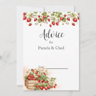 Cartão De Conselho Casamento de Morangos com Aquarela