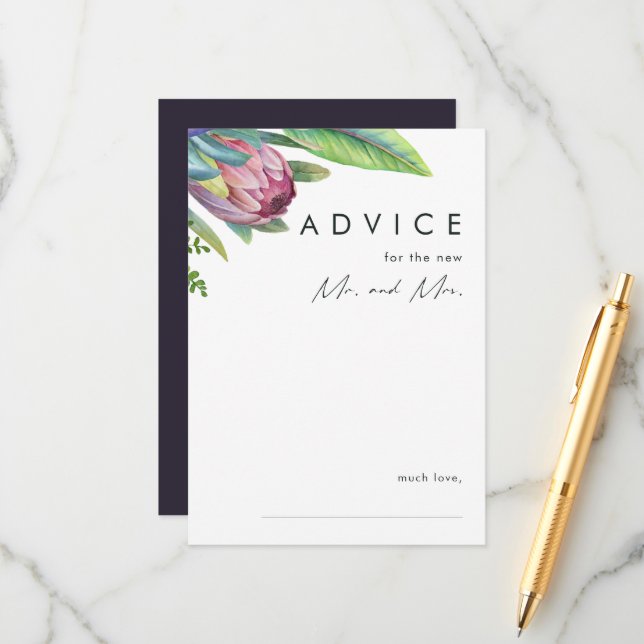 Cartão De Conselho Casamento de Púrpura Tropical Colorida (Frente/Verso In Situ)