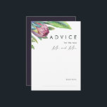 Cartão De Conselho Casamento de Púrpura Tropical Colorida<br><div class="desc">Este cartão de conselho floral roxo floral tropical é perfeito para o seu casamento verde, roxo e pêssego. Design apresenta um buquê elegante de verde-aquarela de praia clássico e flores, incluindo eucalipto verde-sábio, mauve e proteína vermelha, hibisco rosa-pincel, pássaro-laranja e azul do paraíso e folha de palma verde-escura. O design...</div>