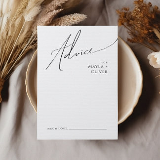 Cartão De Conselho Casamento de Script Minimalista Whimsical