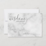 Cartão De Conselho Casamento de Script Moderno Clássico Marble<br><div class="desc">Adicione um toque pessoal ao seu casamento com um moderno guião de casamento e um cartão de desejos. Este cartão de conselho apresenta o título 'palavras de sabedoria' com detalhes no script de cinza e no estilo de fonte sans serif em fundo de mármore branco. Perfeito para casamento, chá de...</div>