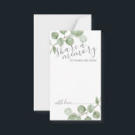 Cartão De Conselho Casamento de Watercolor Eucalyptus 'Compartilhe um<br><div class="desc">Celebre seu dia especial com este belo casamento compartilhe um cartão de memória, com o título "Compartilhar uma Memória" em um roteiro moderno e decorado com a cor aquosa suave eucalipto em um fundo branco.</div>