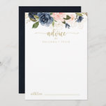 Cartão De Conselho Casamento Dourado Floral com marinho Blush<br><div class="desc">Este cartão de marinho de casamento floral é perfeito para um casamento rústico. A design apresenta belas flores azuis escuras pintadas manualmente, azuis, marinhos, rosa, pinceladas, douradas e folhagem verde. Estas cartas são perfeitas para um casamento, chá de panela, chá de fraldas, festa de formatura e muito mais. Personalize as...</div>