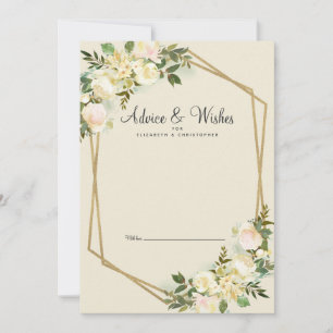 Cartão De Conselho Casamento Dourado Floral de Rosa Branca Novo