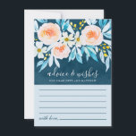 Cartão De Conselho Casamento Floral de Marinho Azul-Vidro<br><div class="desc">Design de cartão de casamento floral moderno com flores a aquarelas e outros elementos botânicos.</div>