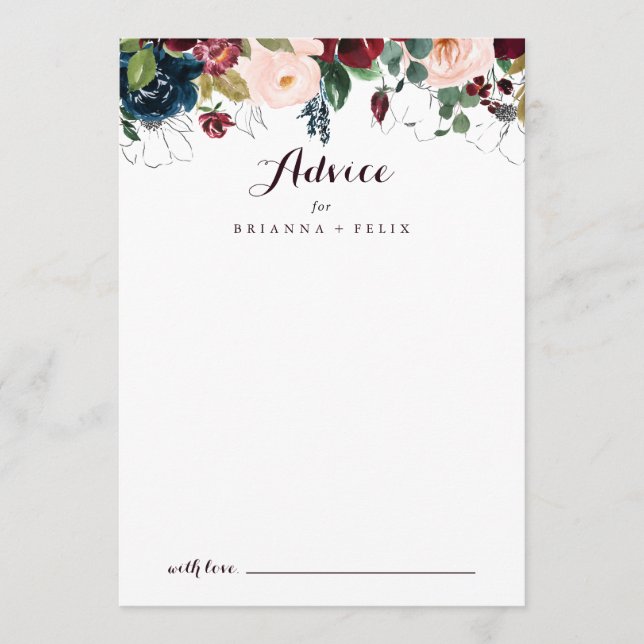 Cartão De Conselho Casamento Floral de Queda Ilustrada (Frente)