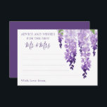 Cartão De Conselho Casamento Floral de Watercolor Wisteria Purple Lil<br><div class="desc">Watercolor Wisteria Purple Lilac Floral Advice Cards apresentam elegantes flores de wisteria de aquarela em lavanda macia e roxo com folhas verdes em um fundo branco com espaço para seus convidados adicionarem seus "Conselhos e Desejos para o novo Sr & Sra.". Perfeito para casamento, chá de panela ou festa de...</div>