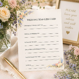 Cartão De Conselho Casamento no Campo de Flores Silvestres de Luxo