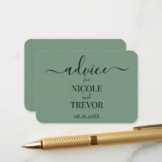 Cartão De Conselho Casamento Verde Minimalista Personalizado