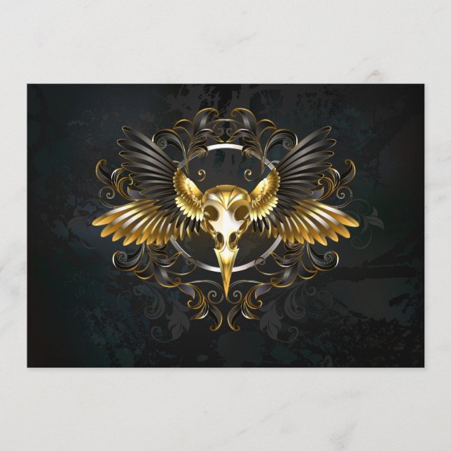 Cartão De Conselho Caveira de ouro sobre fundo preto (Frente)