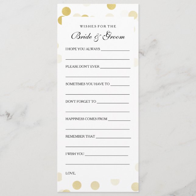 Cartão De Conselho Chá de casamento Deseja Luzes Luminosas Ouro (Frente)