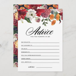 Cartão De Conselho Chá de fraldas Botânico do Amaryllis Vermelho com