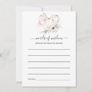 Cartão De Conselho Chá de fraldas Geométrico Eucalyptus Dourado rosa