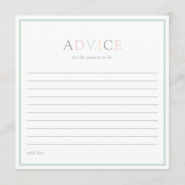 Cartão De Conselho Chá de fraldas Minimalista Moderno (Frente)