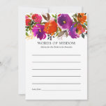 Cartão De Conselho Chá de panela Floral Púrpura e Laranja<br><div class="desc">Rosas de cor d'água púrpura e laranja e conselhos de chá de panela de peões para cartas de noiva.</div>