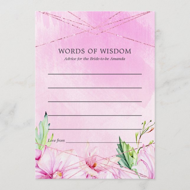 Cartão De Conselho Chá de panela Geométrico Dourado e Rosa Magnolia (Frente)