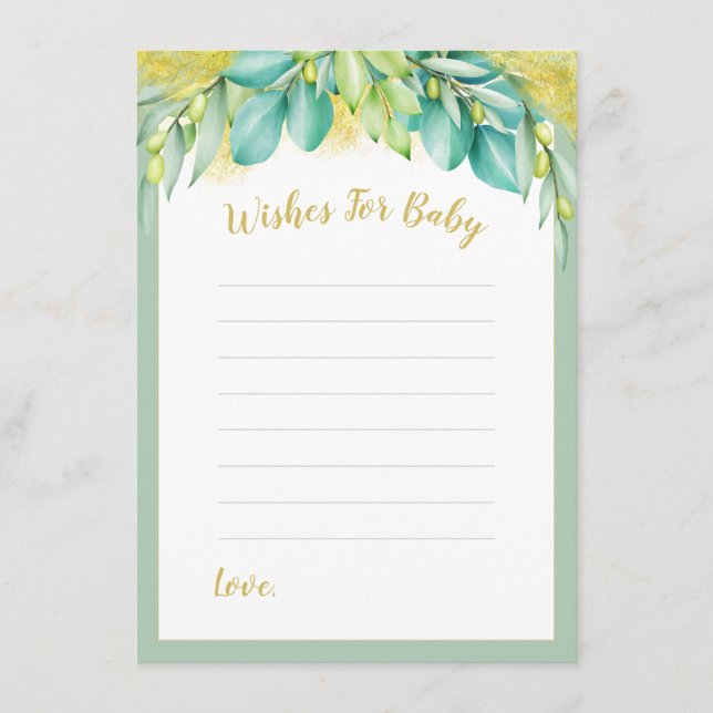Cartão De Conselho Chás de fraldas Desejam Folhas De Eucalipto Para B (Frente)