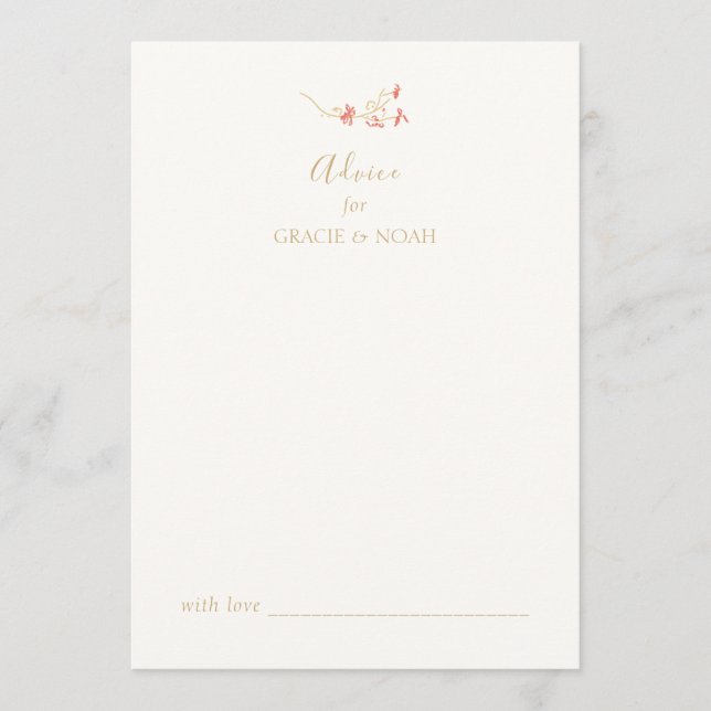Cartão De Conselho Chic Floral Ivory Advice Card (Frente)